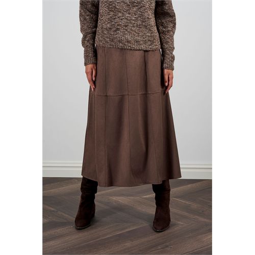 Anotherwoman ladieswear skirts - long suede-look panel skirt. available in size 36,38,40,42,44 (brown)