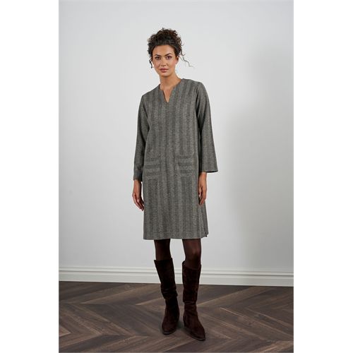 Anotherwoman ladieswear dresses - knee-length dress in a herringbone pattern made of softly textured jacquard fabric. available in size 36,38,40,42,44,46 (multicolor)