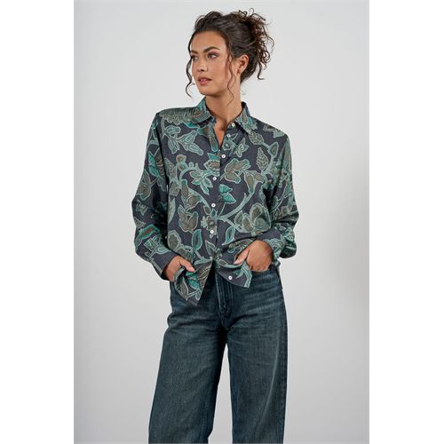 Anotherwoman ladieswear blouses & tunics - long-sleeved blouse with a floral print on soft viscose with a subtle shimmer.. available in size 36,38,40,42,44,46 (multicolor)