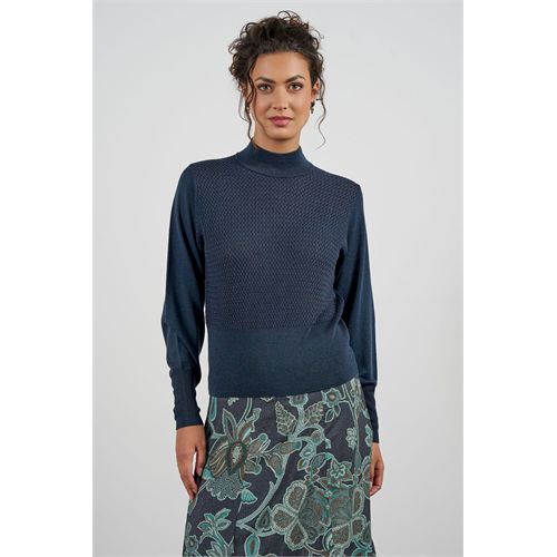 Anotherwoman ladieswear pullovers & vests - luxurious, fine-knit turtleneck in textured knit with a tone-on-tone shimmer effect. available in size 36,38,40,42,44,46 (blue)